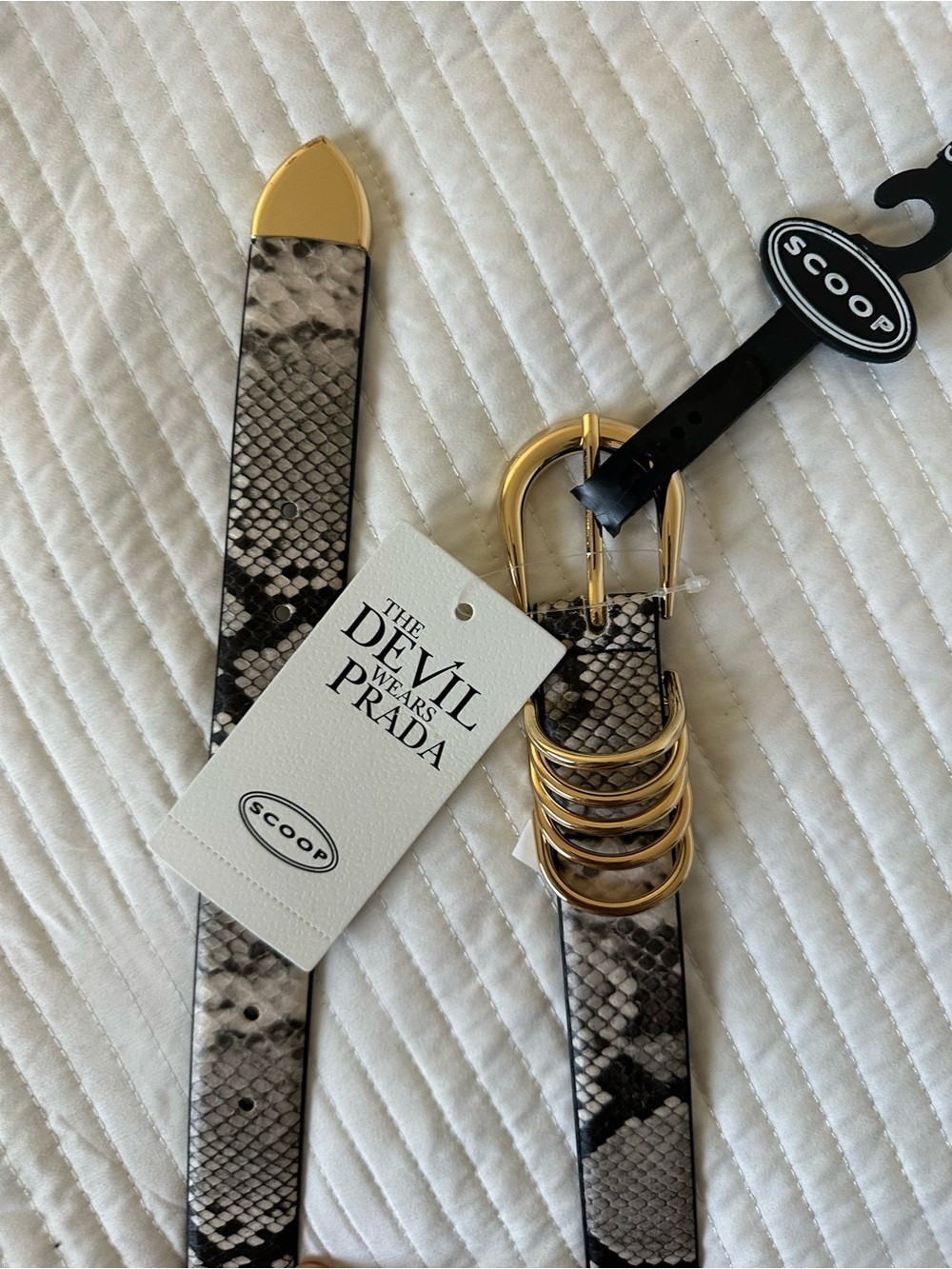 Scoop Snake-Print Gold Accent Women’s Belt - Black/Gray size S/M